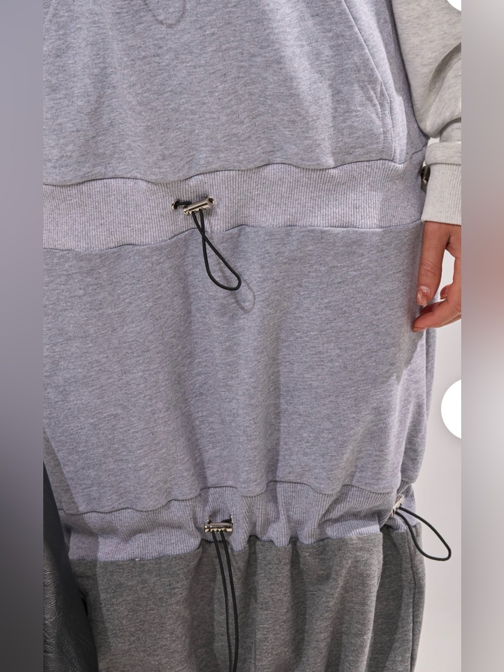NEW AKIRA Colorblock Drawstring Sweat SHIRT Dress - Size - Large - Picture 5 of 6